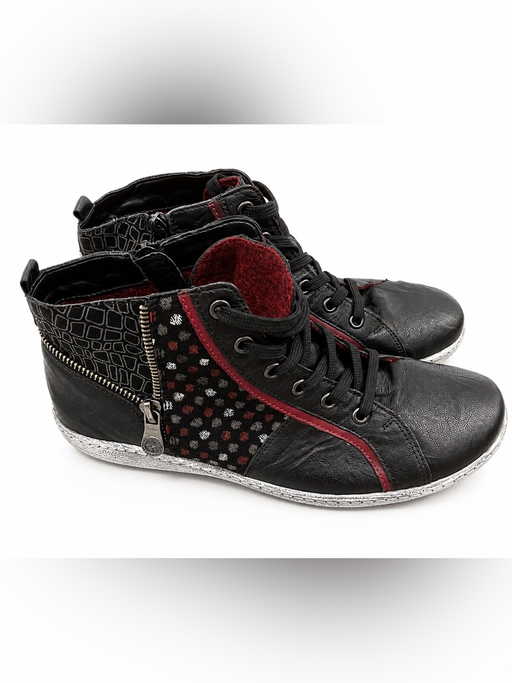 The Remonte Women’s High Top Sneakers Size 39 | Black Side Zip Comfort Shoes